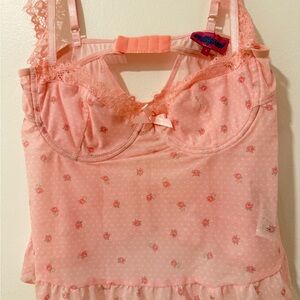 Edikted Pink Floral Lace Chemise